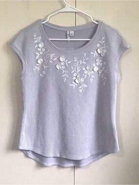 Elle Striped Floral Embroidered Top
